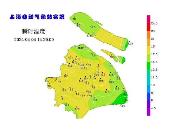 申城明后天依然有时有小雨，下周最高温天天20℃以上