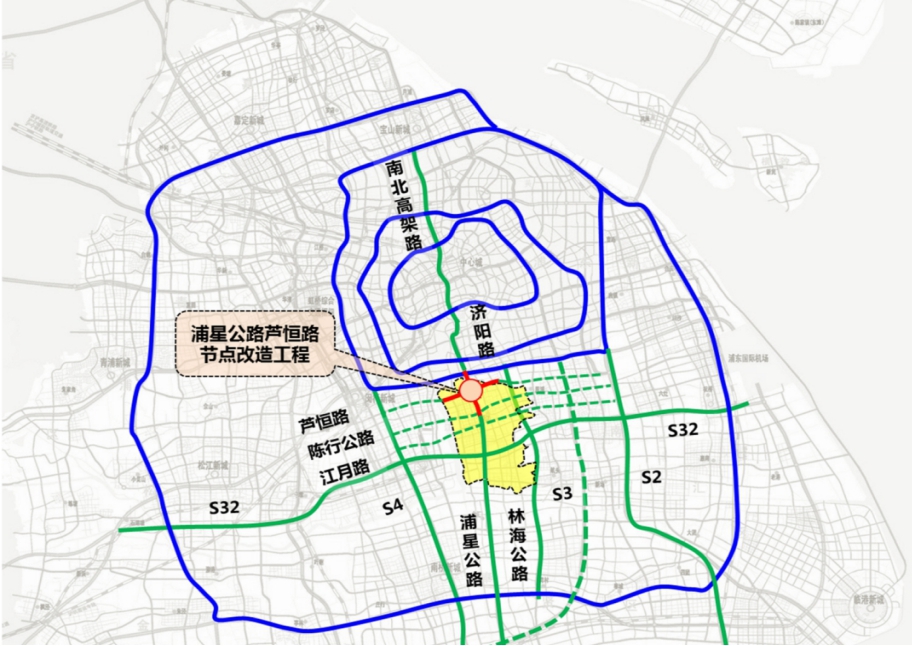 浦星公路跨芦恒路节点改造工程位置图