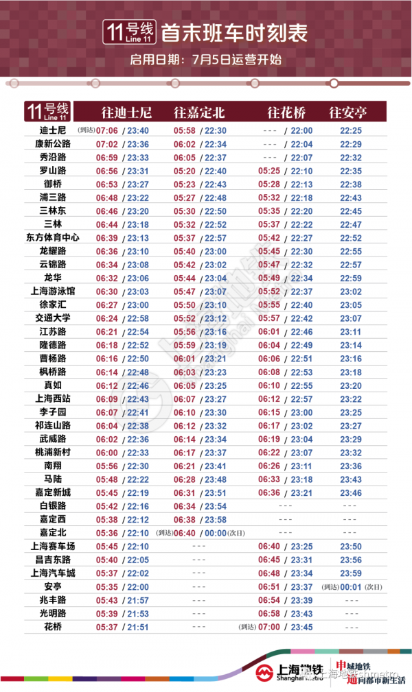 上海发布|注意！11号线周日起首末班车时间调整，停靠陈翔公路站但不上下客