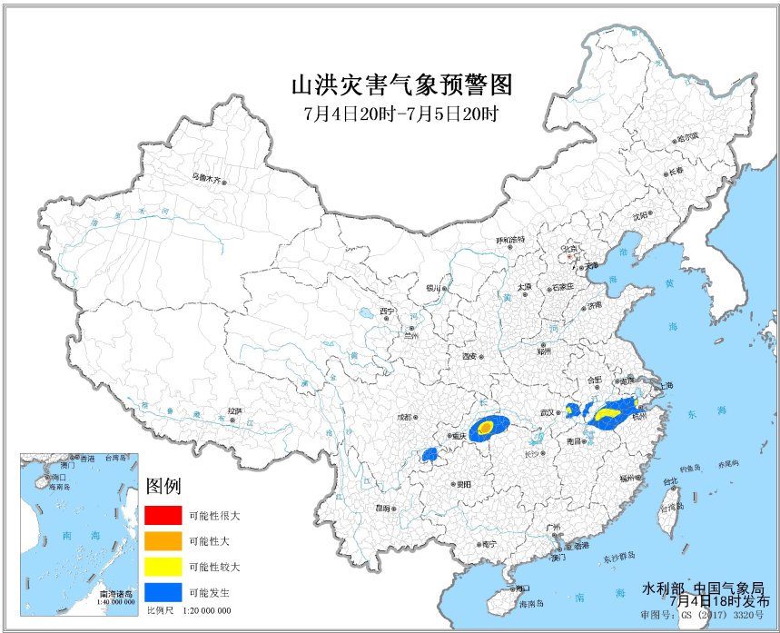 中央气象台网站|气象预警：4日至5日晚湖北西南部局地发生山洪灾害可能性大