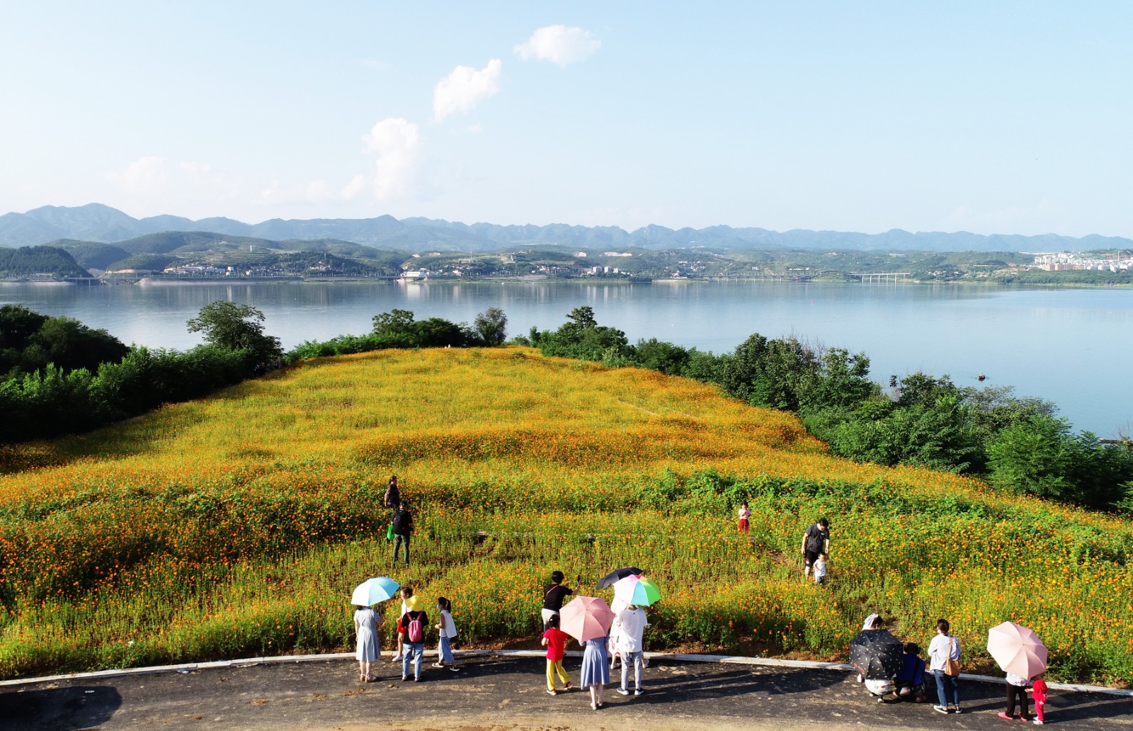 2020年7月19日,湖北省十堰市郧阳区汉江南岸新建成的同心广场公园200