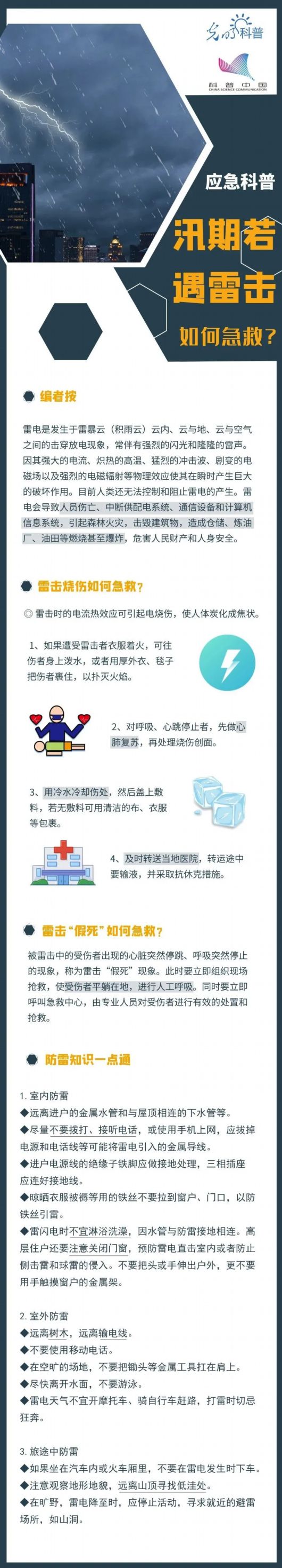 中华人民共和国应急管理部|应急科普丨汛期若遇雷击，如何急救？