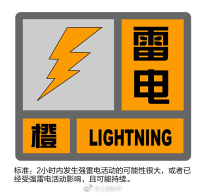 一橙 两黄 预警高挂刚刚上海雷电黄色预警信号升级为橙色