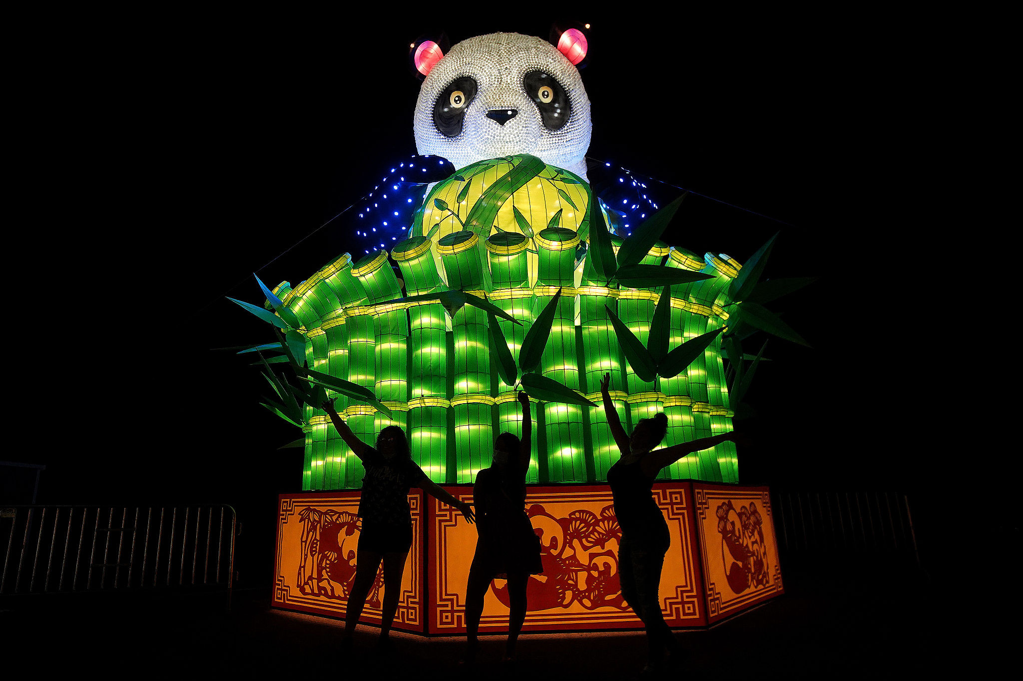 美国波士顿举行花灯展大熊猫中国龙成亮点