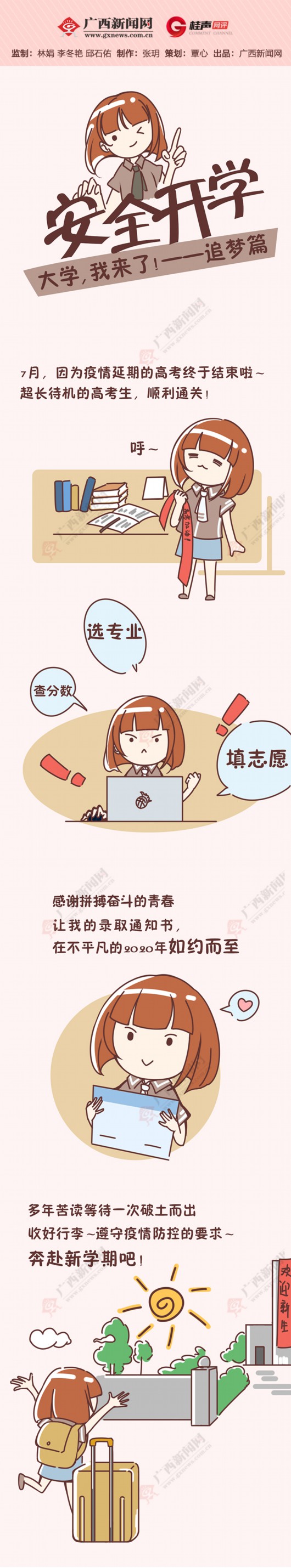 广西新闻网|【桂声漫画】防疫学业两手抓——大学，我来了！