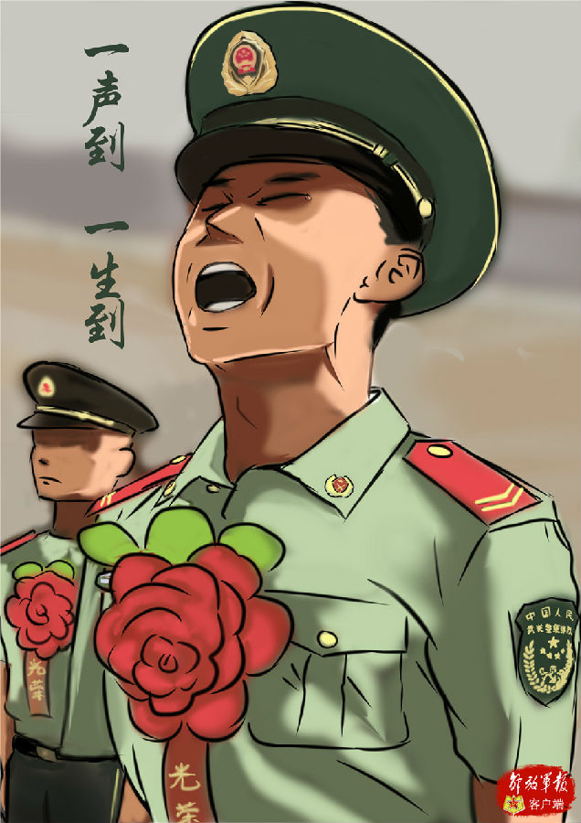 夕阳将我们的背影拉长多想时间也能如此让我们的军旅再长一点再长一点