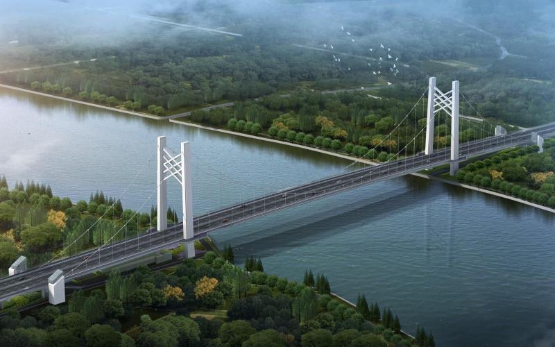 黃浦江上首座懸索橋 嘉松公路越江大橋正式