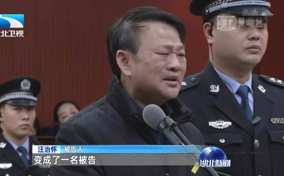 汪治怀在庭审中痛哭 湖北卫视视频截图