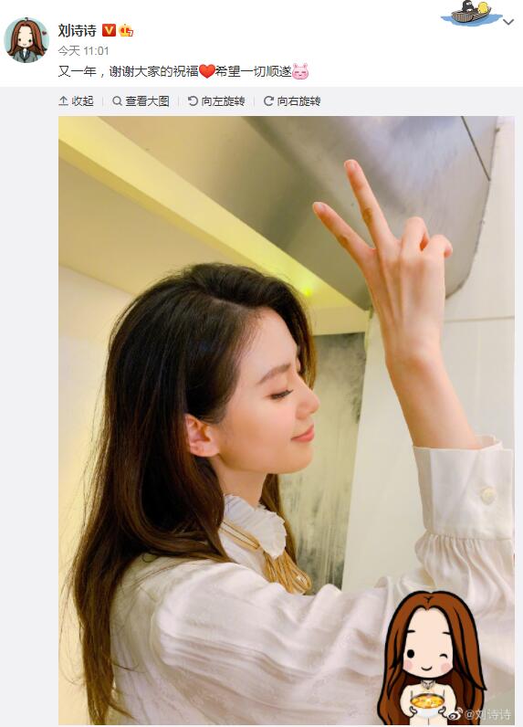 刘诗诗晒照庆34岁生日