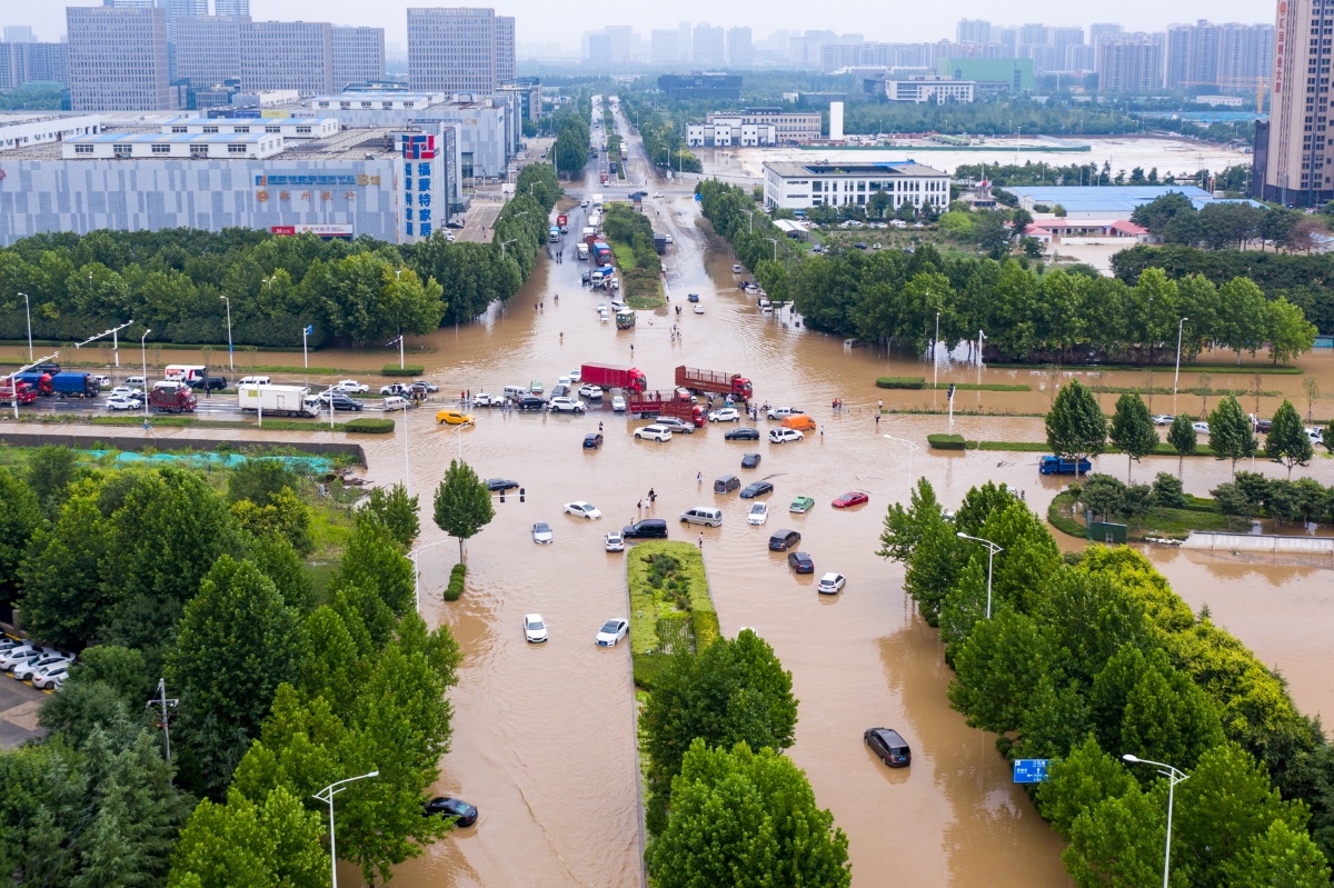 郑州暴雨航拍图图片