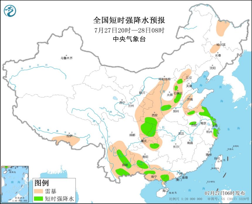 强对流天气预报 7月27日06时