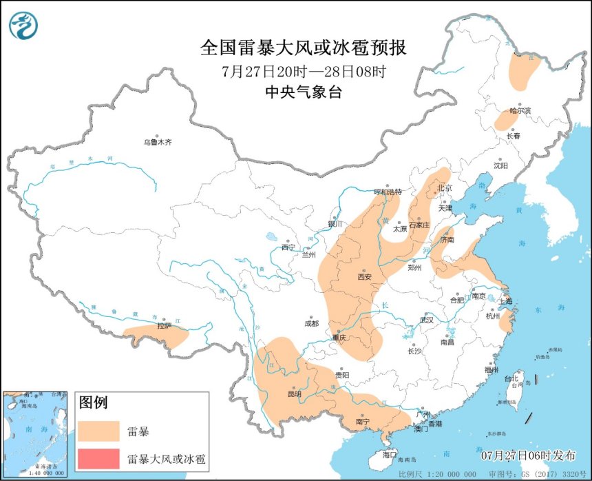 强对流天气预报 7月27日06时