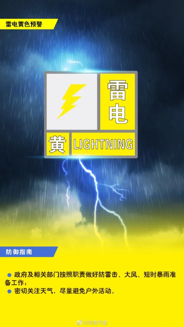 大风、暴雨、雷电！河南连发多个黄色预警 8520