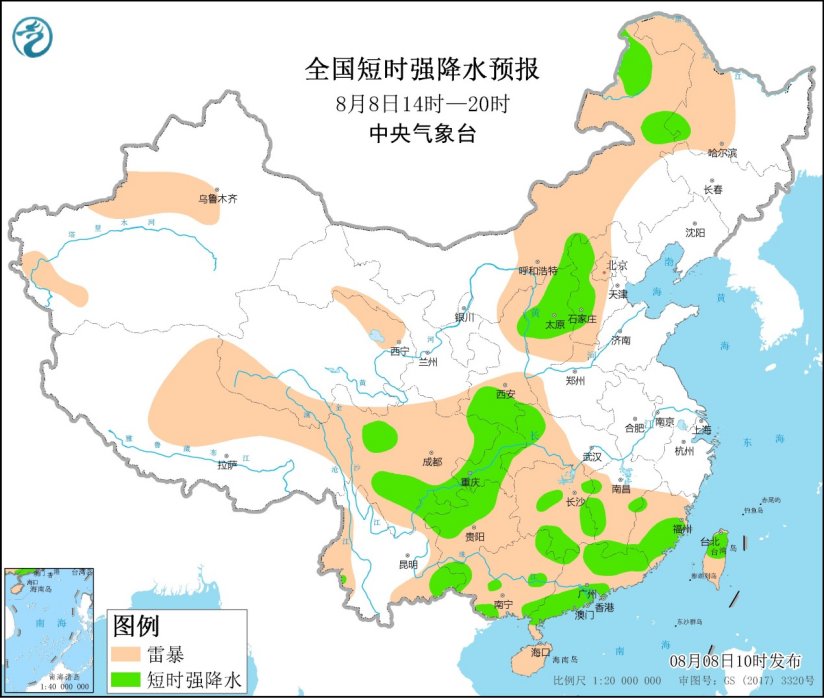 强对流天气预报 8月8日10时