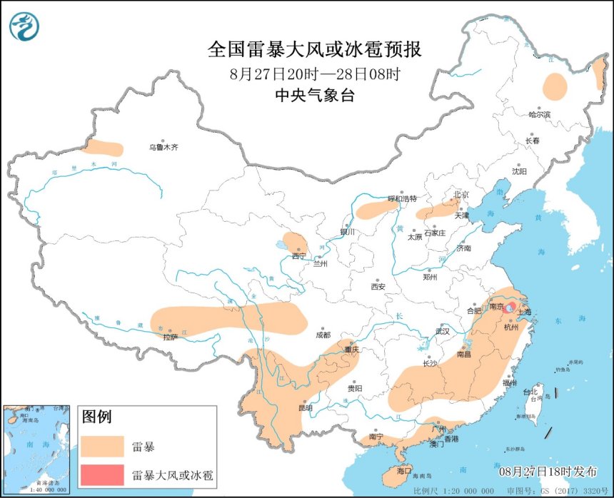 强对流天气预报 8月27日18时