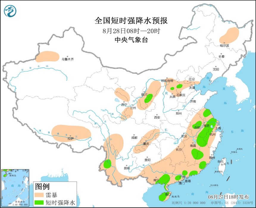 强对流天气预报 8月27日18时