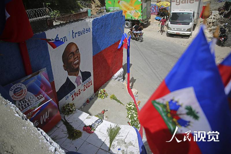 当地时间2021年7月21日，海地太子港，当地一幅海地总统莫伊兹的壁画。 人民视觉 图