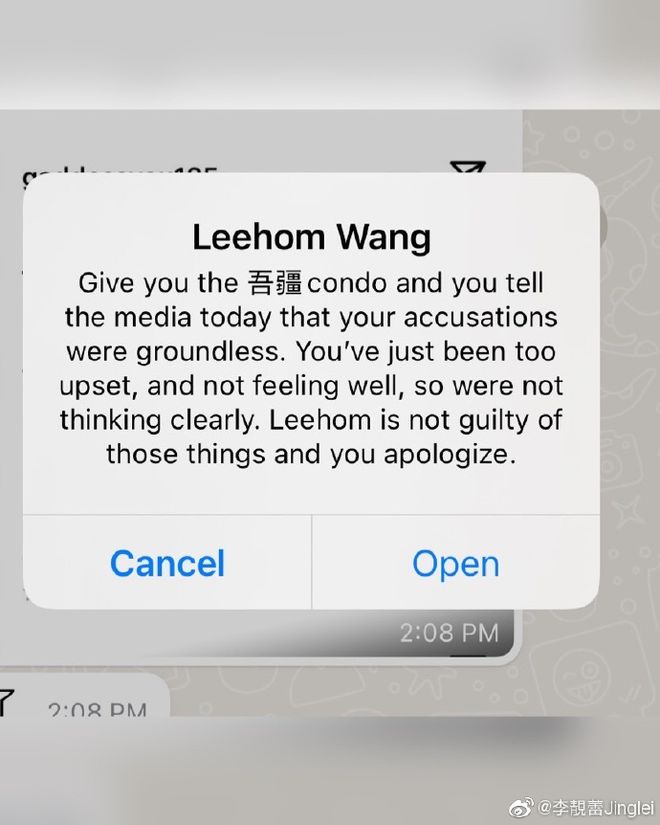 李靓蕾再发长文称遭要求堕胎：要求王力宏3点前公开道歉