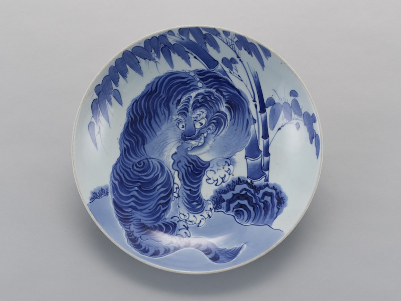 青花虎竹纹大盘