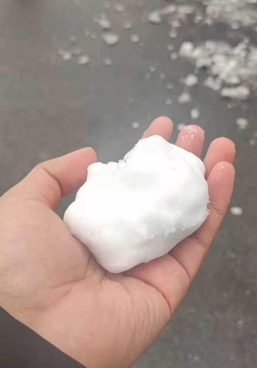 几天前，漯河下了一场雪，这是张洋洋24年来第一次见到雪，他还团了个“小雪球”  受访者 供图