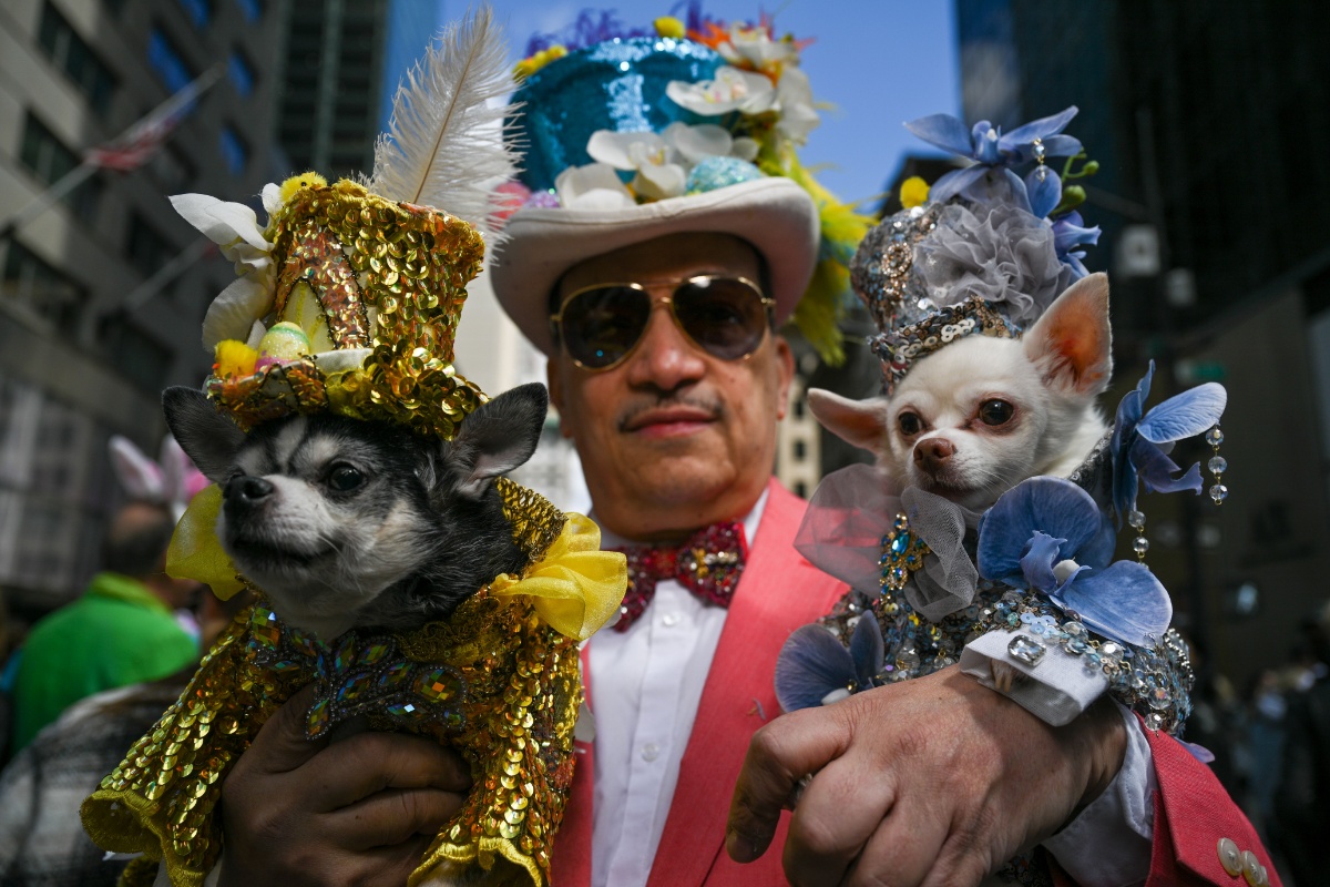 纽约举行复活节大游行 民众上演疯狂帽子秀造型吸睛