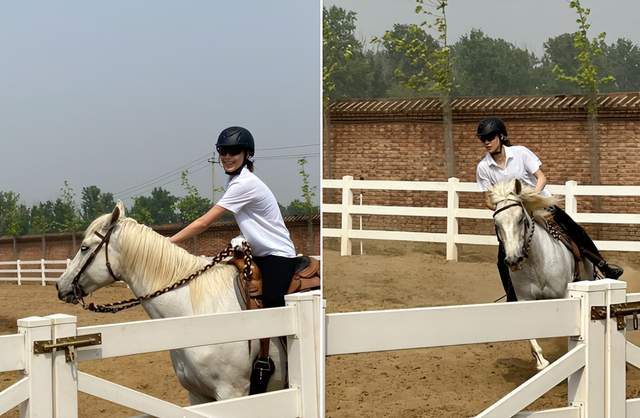 谷爱凌穿运动内衣骑马，手臂肌肉线条太明显，6块腹肌好抢镜