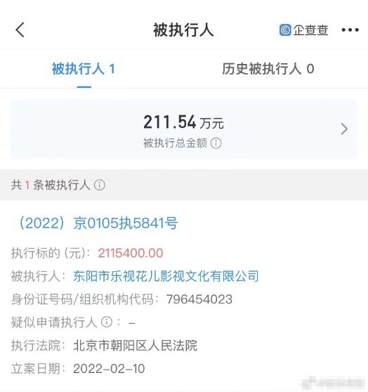 《甄嬛传》出品方被执行 执行金额超211万
