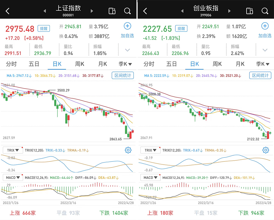 权重股力挺沪指收红：创指跌1.83%，3462只个股收跌