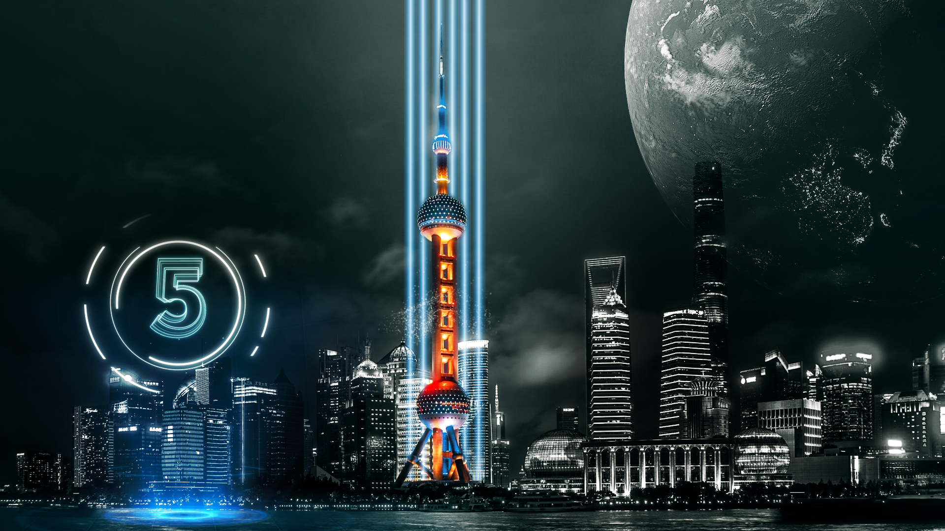 造梦航天月，东方明珠上空上演酷炫航天AR灯光秀