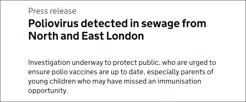 时隔40年，英国再次检测到小儿麻痹症病毒插图