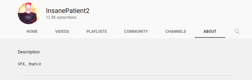 InsanePatient2的YouTube频道描述。