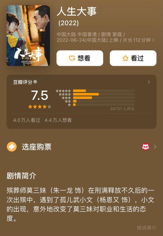 朱一龙主演电影《人生大事》票房破1亿 豆瓣开分7.5
