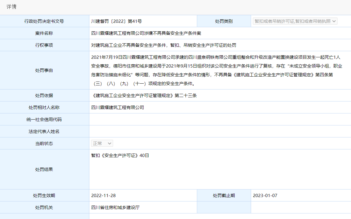 
北京大学第六医院黄牛代挂号电话票贩子号贩子网上预约挂号,住院检查加快,安全生产条件存在问题 四川霖耀建筑工程有限公司被暂扣《安全生产许可证》40天