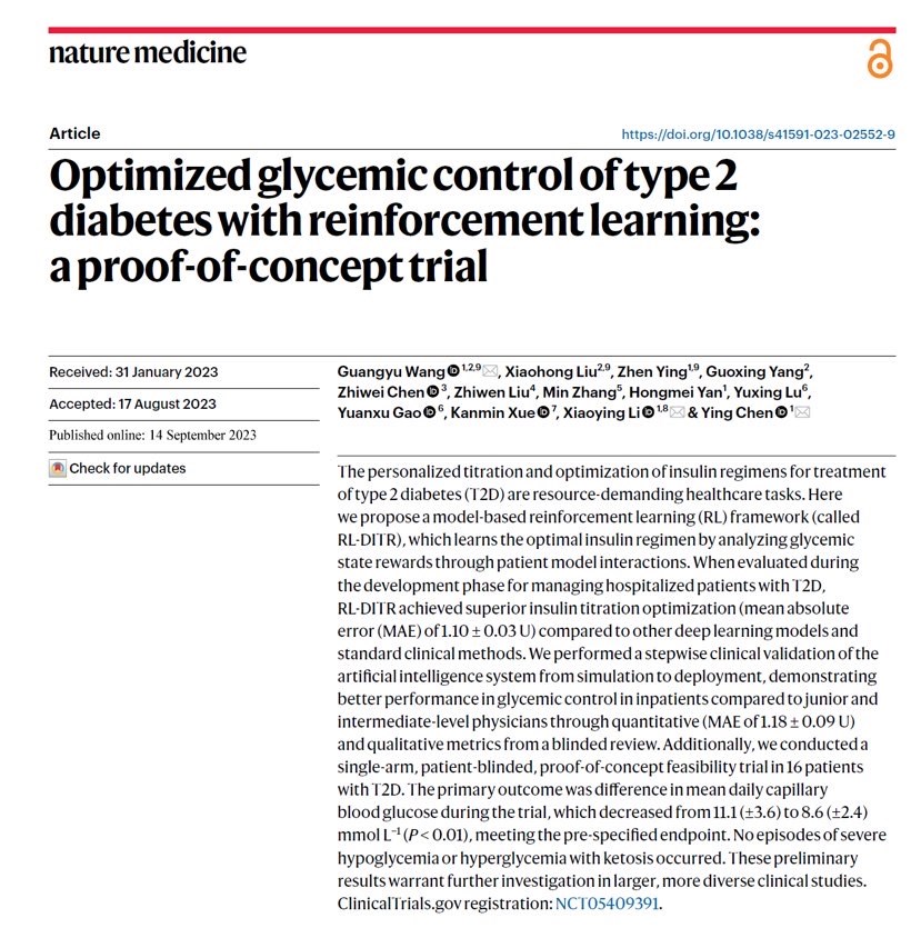AI技能精准调控2型糖尿病患者血糖 中山病院临床研究再获重年夜突破