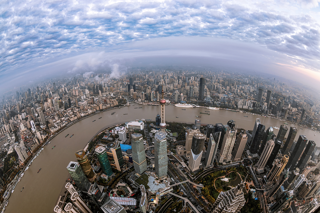 上海市中心鸟瞰图图片