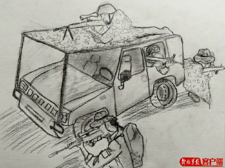 手绘丨快来看,兵哥哥笔下的汽车兵日常