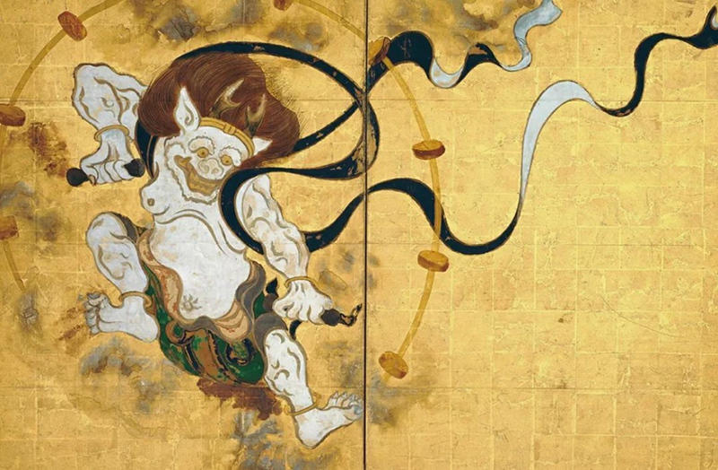 日本国宝"风神雷神图屏风"之雷神形象江户时代京都建仁寺藏此品作者为